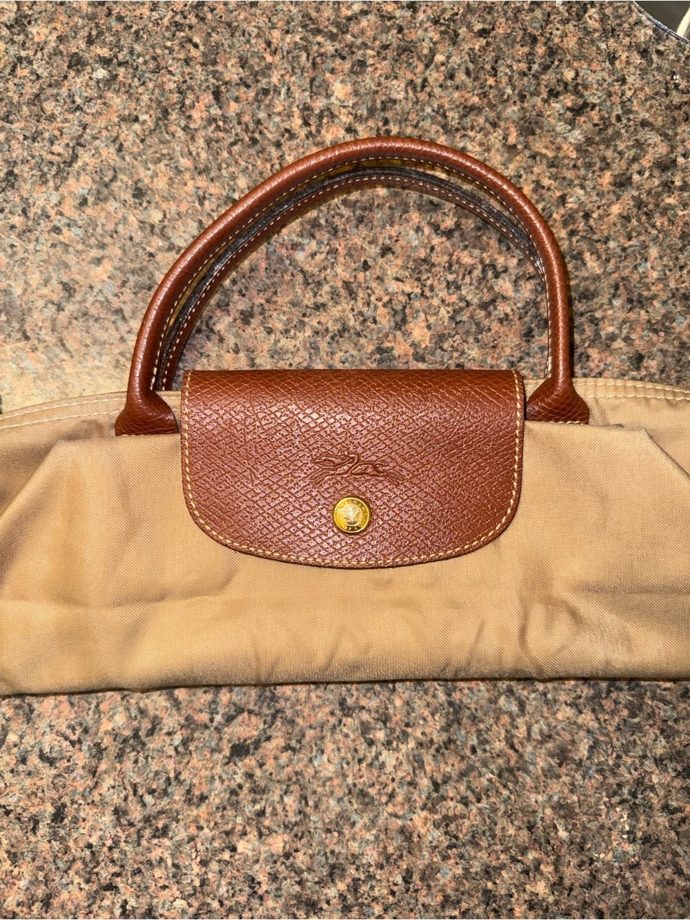 Longchamp Le Pliage Small Top Handle Bag - Beige/Tan - Picture 10 of 10